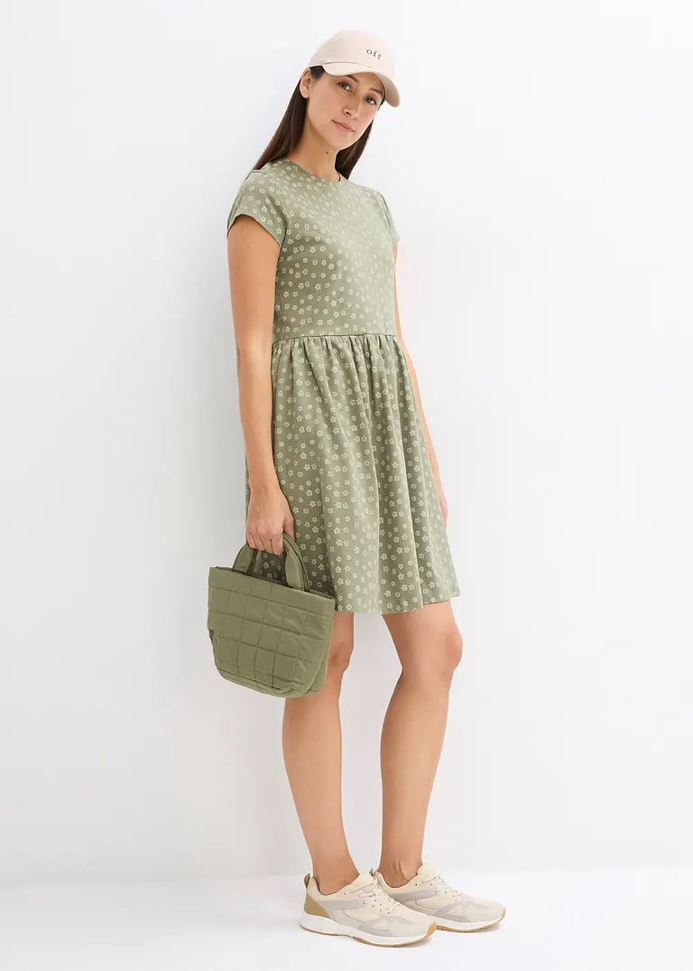 Bonprix Kurzes Shirtkleid In Bequemer A-Form - Grün - Damen