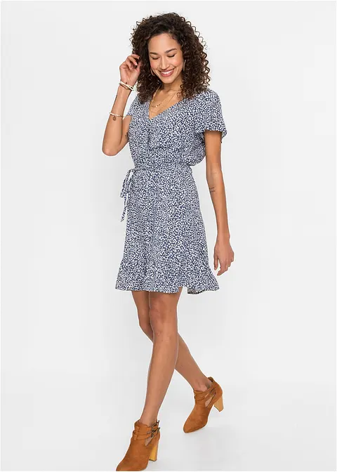 Bonprix Kurzes Sommerkleid Aus Nachhaltiger Viskose - Blau