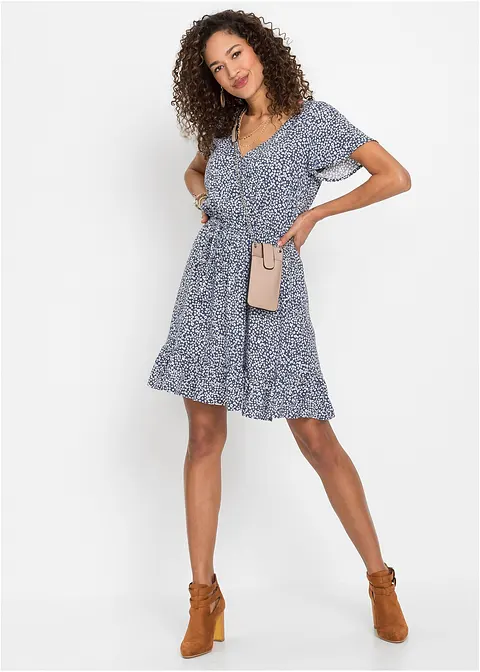 Bonprix Kurzes Sommerkleid Aus Nachhaltiger Viskose - Blau