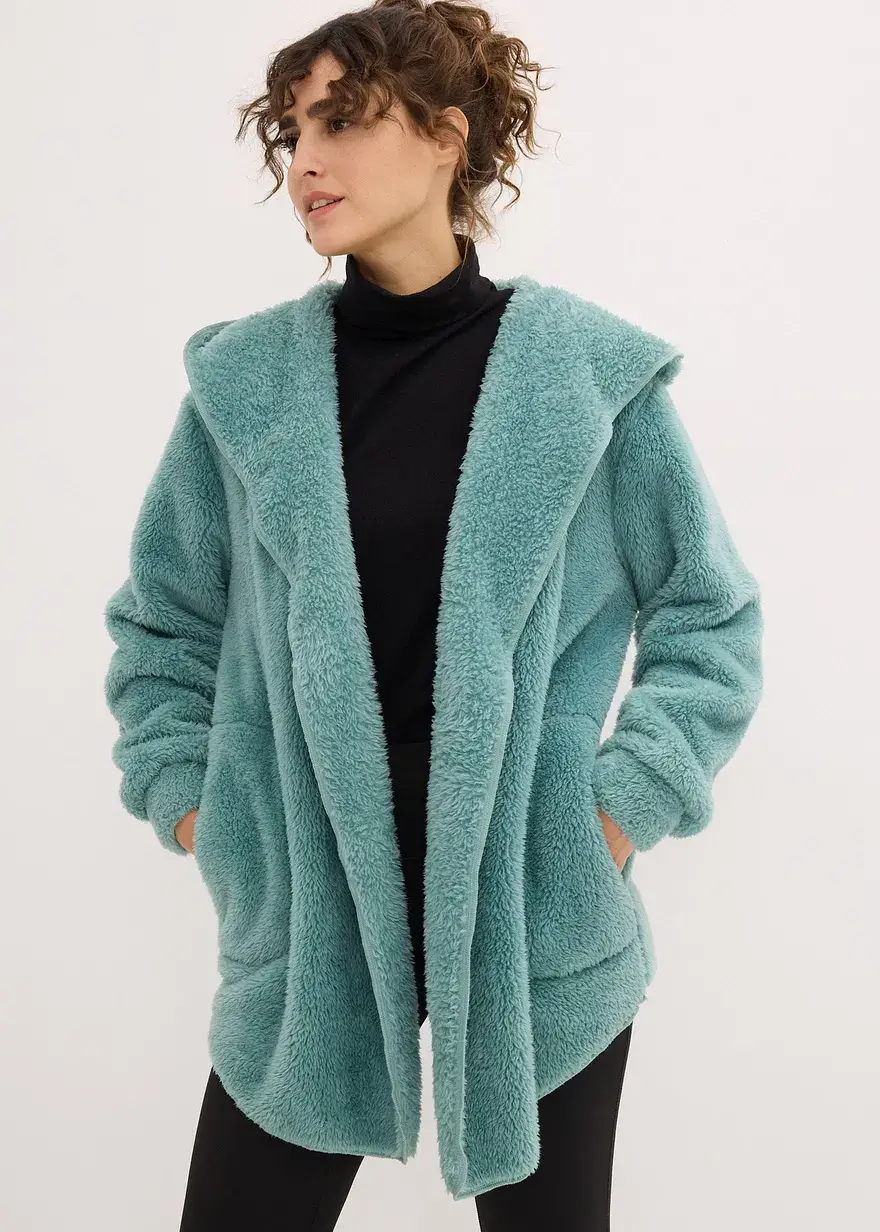 Bonprix Kuschelige Kapuzenjacke Aus Fleece - Grün - Damen