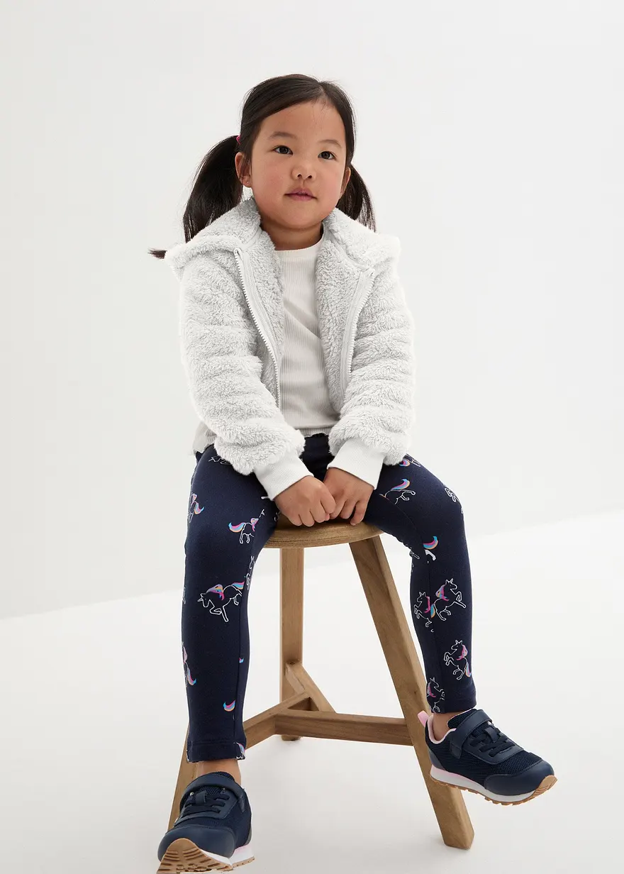 Bonprix Kuschelige Mädchen Teddyfleece Jacke Mit Kapuze - Weiß