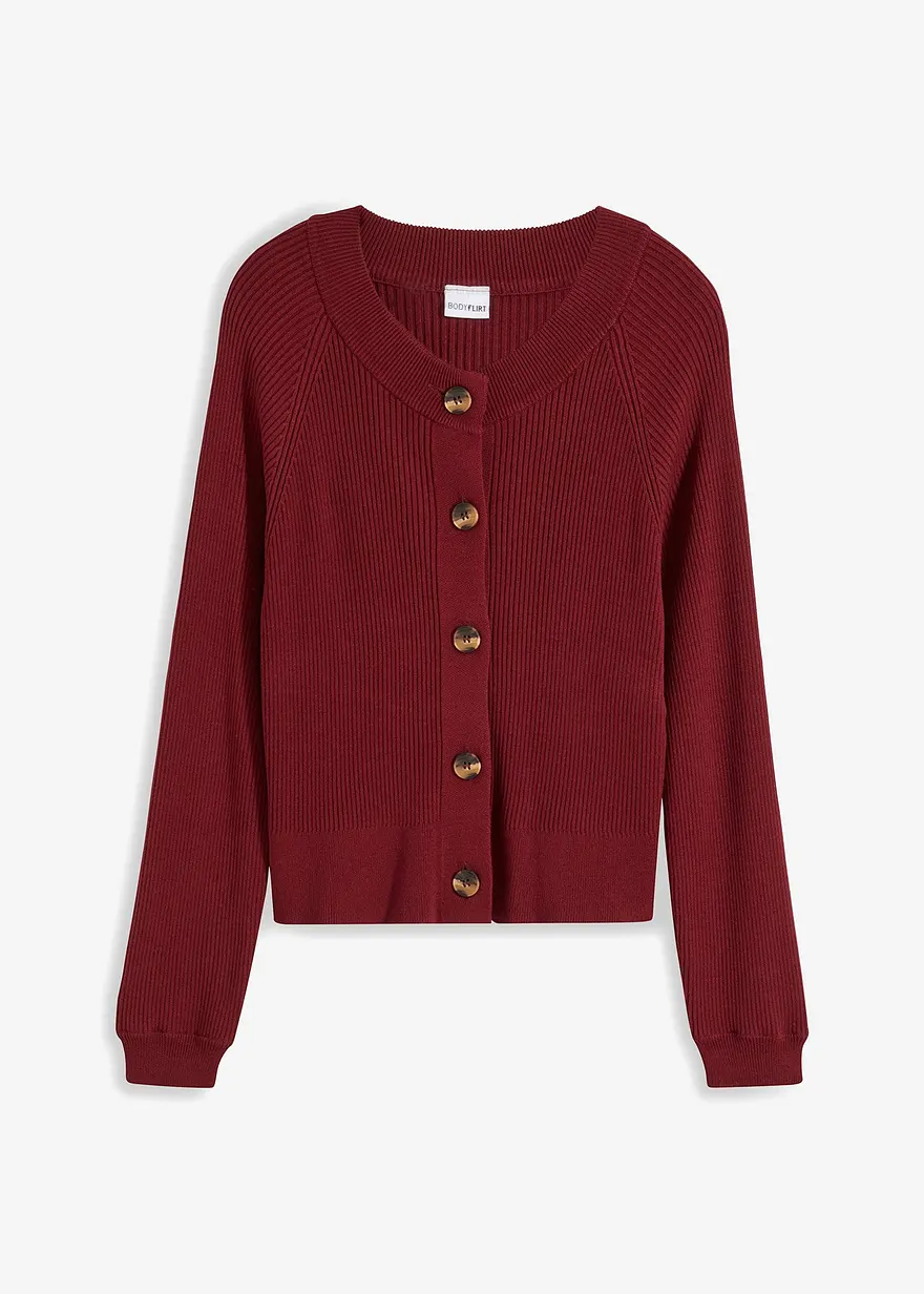bonprix Kuschelige Strickjacke mit Knöpfen - rot - Damen