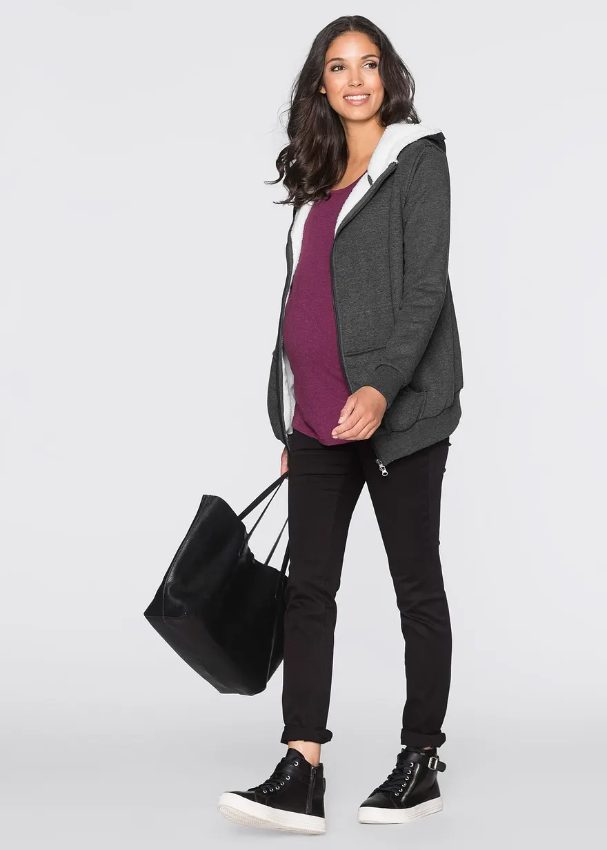 Bonprix Kuschelige Umstands-Sweatjacke Für Kalte Tage. Der Baby-Einsatz Dient Nur Zum Schutz Des Kindes Bei Wind Und Wetter Nicht Als Tragefunktion
