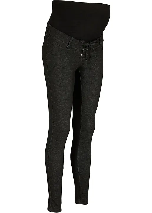 bonprix Kuschelige Umstandsleggings mit Bindedetail in Jeansoptik - Damen