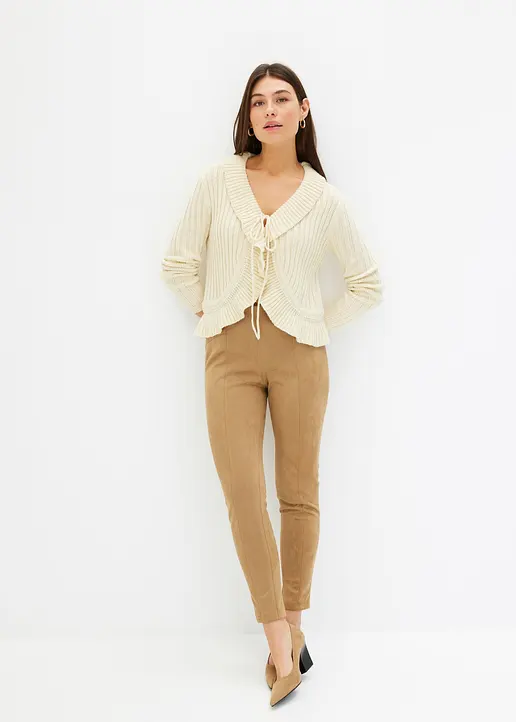 Bonprix Kuschelige Und Feminine Strickjacke Mit Bindeband - Schwarz