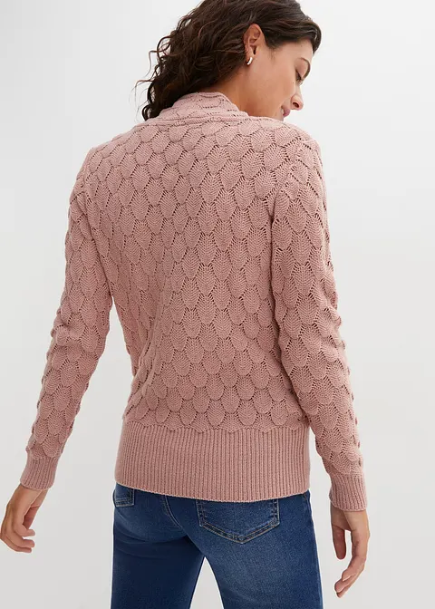Bonprix Kuscheliger Ajour-Pullover In Modischer Wickeloptik. - Rosa