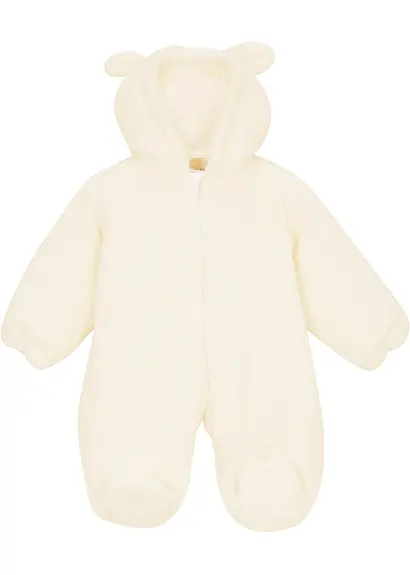 bonprix Kuscheliger Baby Overall mit Kapuze - weiß - Kinder