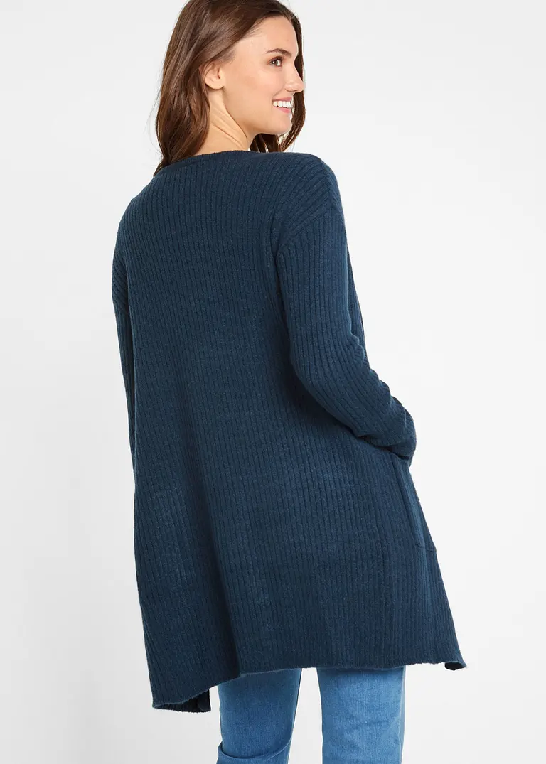 Bonprix Kuscheliger Cardigan Aus Rippstrick Mit V-Ausschnitt Und überschnittenen Schultern