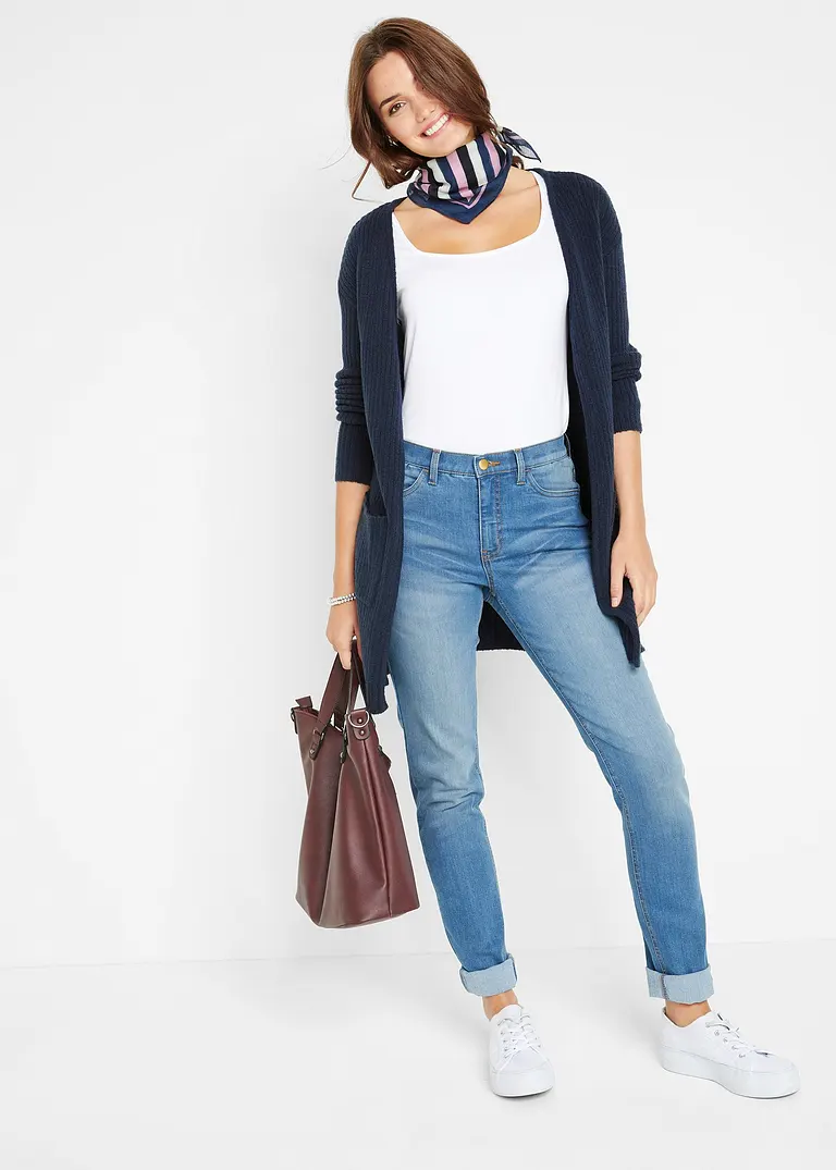 Bonprix Kuscheliger Cardigan Aus Rippstrick Mit V-Ausschnitt Und überschnittenen Schultern