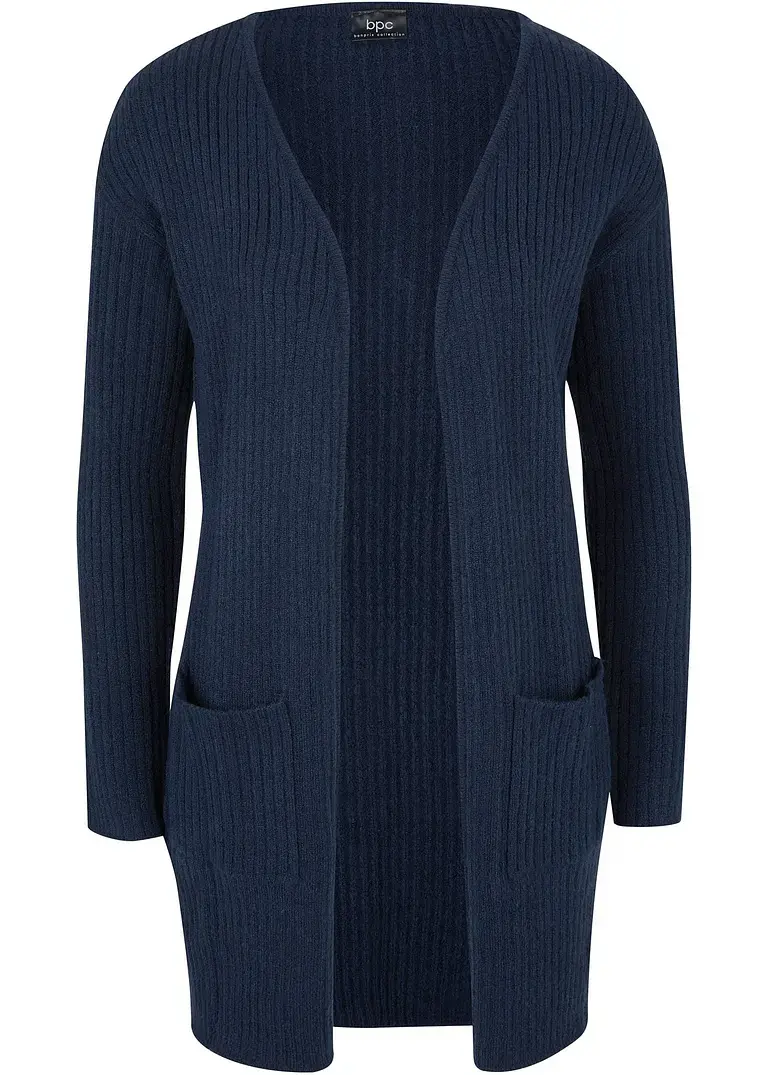 bonprix Kuscheliger Cardigan aus Rippstrick mit V-Ausschnitt und überschnittenen Schultern