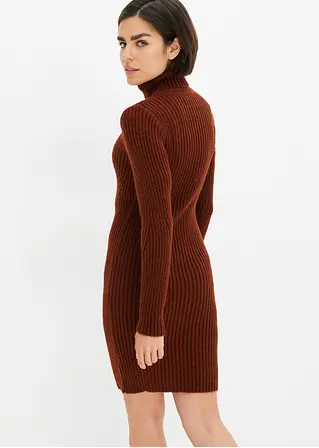 Bonprix Kuscheliger Kleid Mit Schönem Ausschnitt Und Kragen - Braun