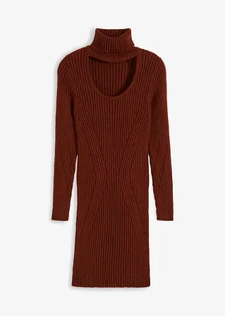 bonprix Kuscheliger Kleid mit schönem Ausschnitt und Kragen - braun