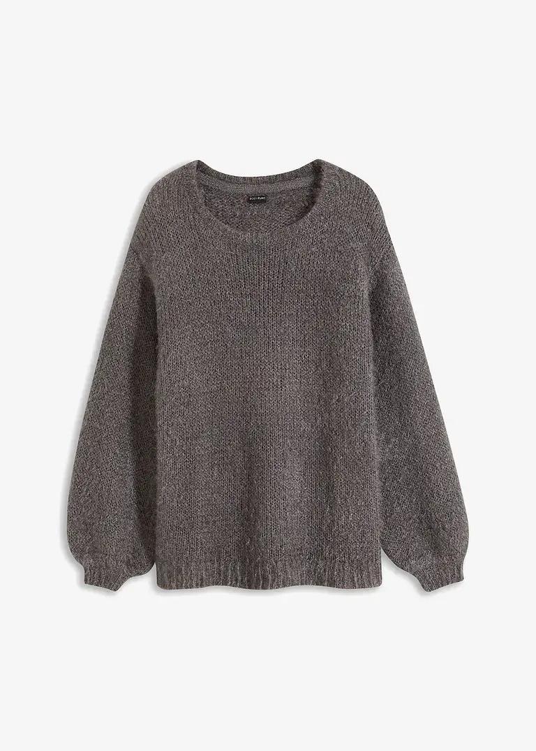 bonprix Kuscheliger Pullover mit längeren Fasern - grau - Damen