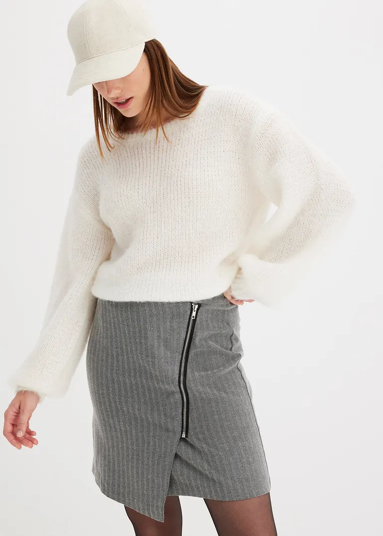 Bonprix Kuscheliger Pullover Mit Längeren Fasern - Weiß - Damen