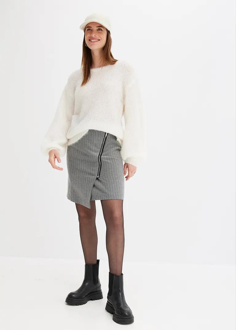 Bonprix Kuscheliger Pullover Mit Längeren Fasern - Weiß - Damen