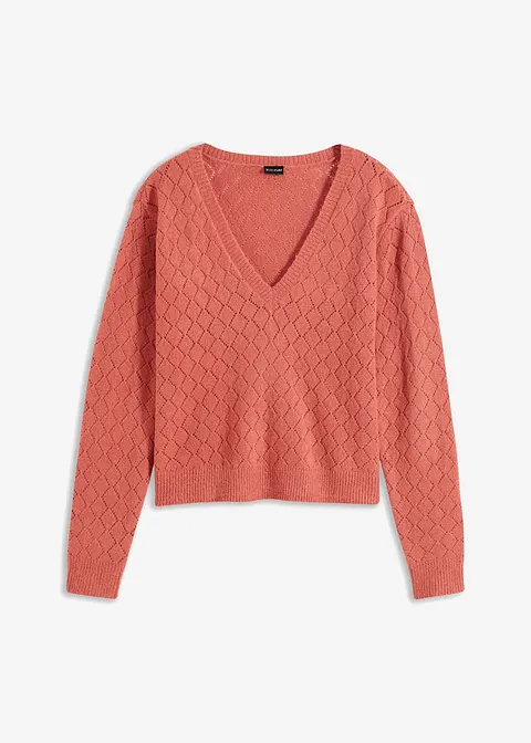 bonprix Kuscheliger Pullover mit Lochmuster - rosa - Damen
