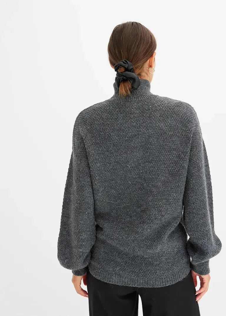 Bonprix Kuscheliger Pullover Mit Reißverschluss - Grau - Damen