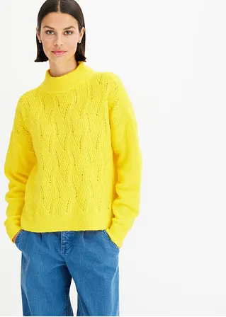 Bonprix Kuscheliger Pullover Mit Struktur - Gelb - Damen