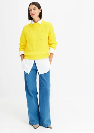 Bonprix Kuscheliger Pullover Mit Struktur - Gelb - Damen