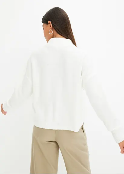 Bonprix Kuscheliger Pullover Mit Struktur - Weiß - Damen