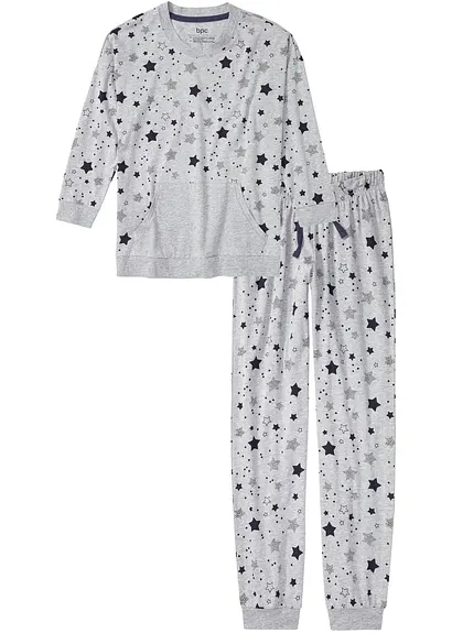 Bonprix Kuscheliger Pyjama Mit Sternen - Hellgrau Meliert Bedruckt