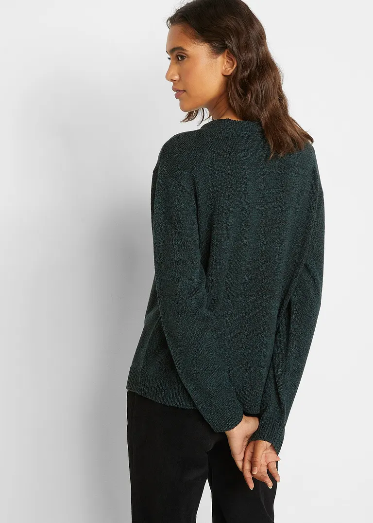 Bonprix Kuscheliger Strick-Pullover Mit Rundhals-Ausschnitt - Grün