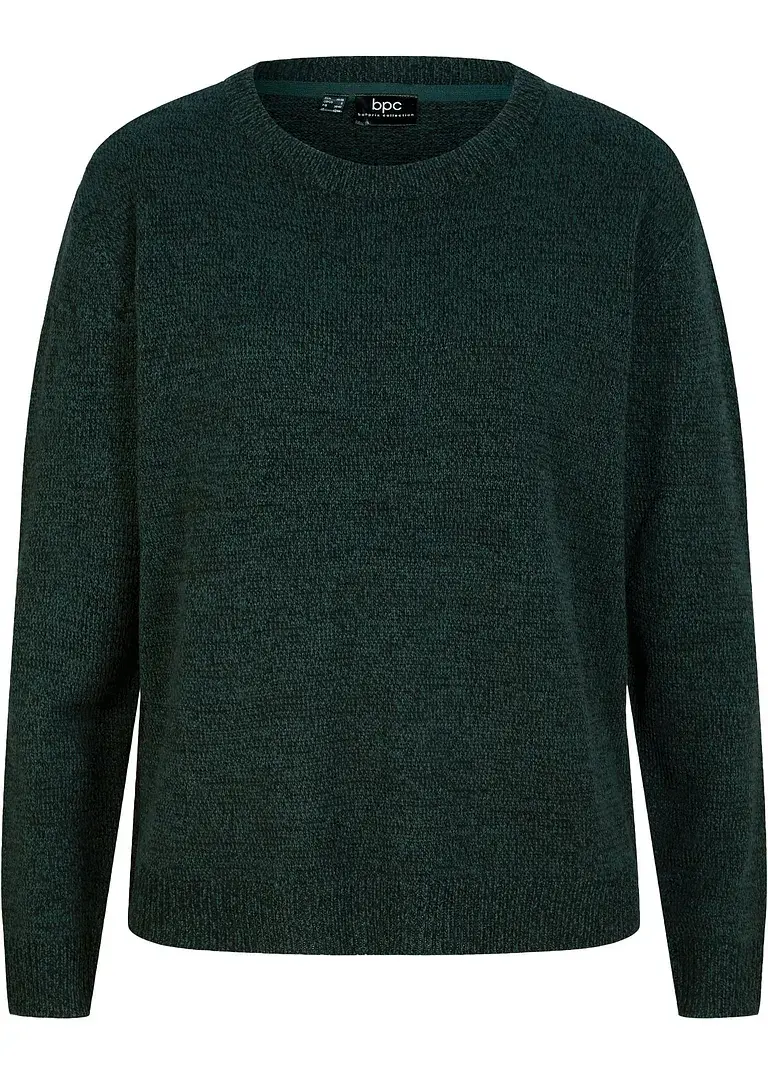 bonprix Kuscheliger Strick-Pullover mit Rundhals-Ausschnitt - grün