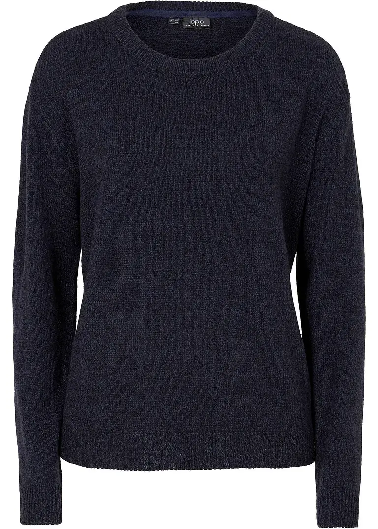 bonprix Kuscheliger Strick-Pullover mit Rundhals-Ausschnitt - blau