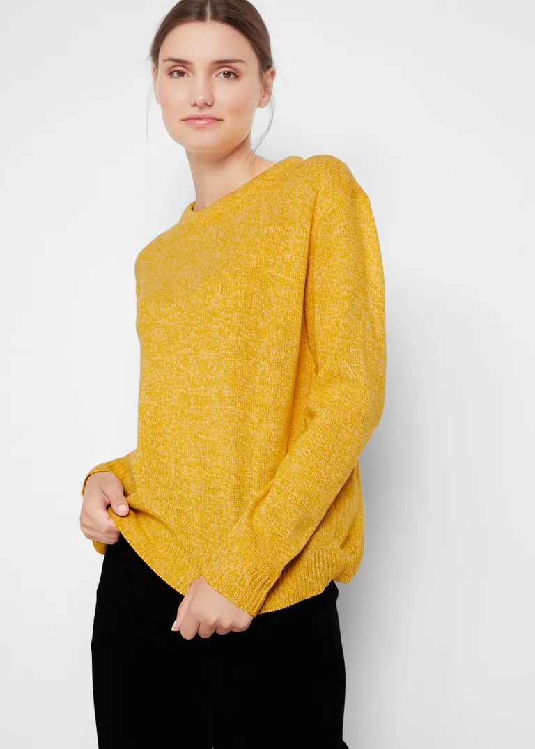 Bonprix Kuscheliger Strick-Pullover Mit Rundhals-Ausschnitt - Gelb