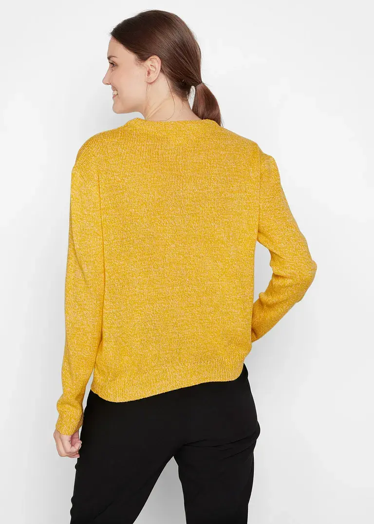 Bonprix Kuscheliger Strick-Pullover Mit Rundhals-Ausschnitt - Gelb
