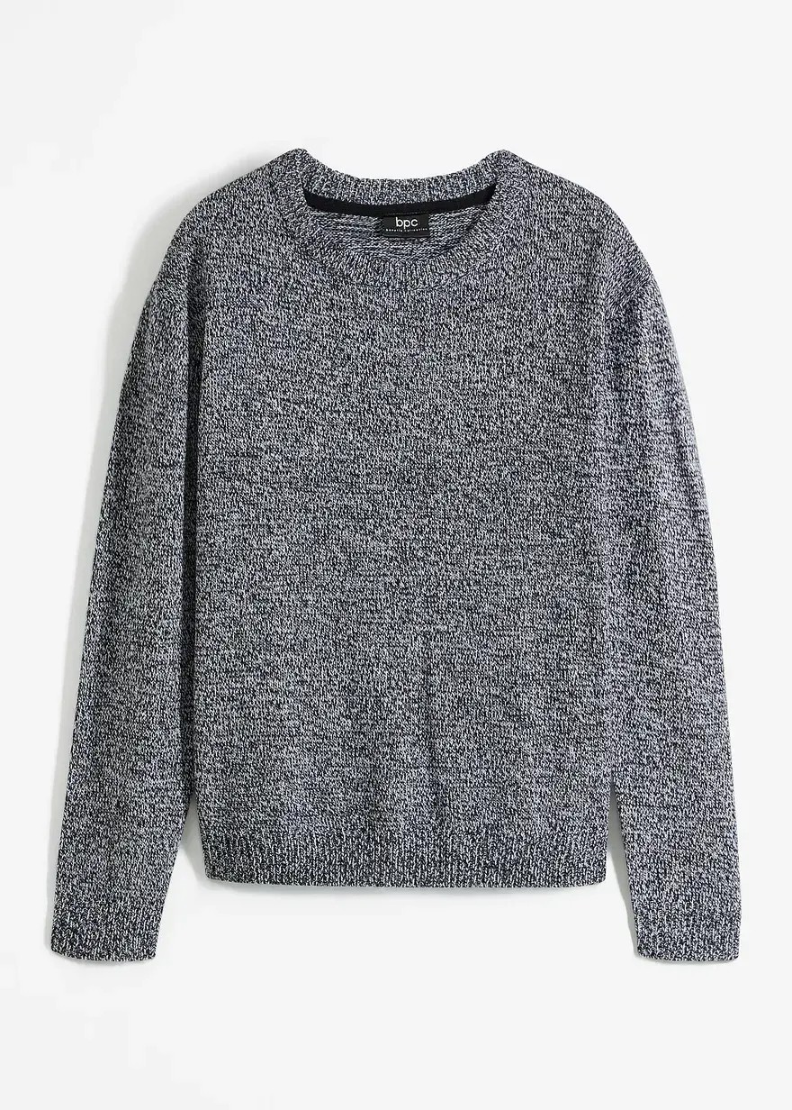 bonprix Kuscheliger Strick-Pullover mit Rundhals-Ausschnitt - grau