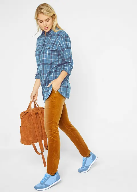 Bonprix Kuscheliges Komfortables Flanell-Hemd - Blau - Damen