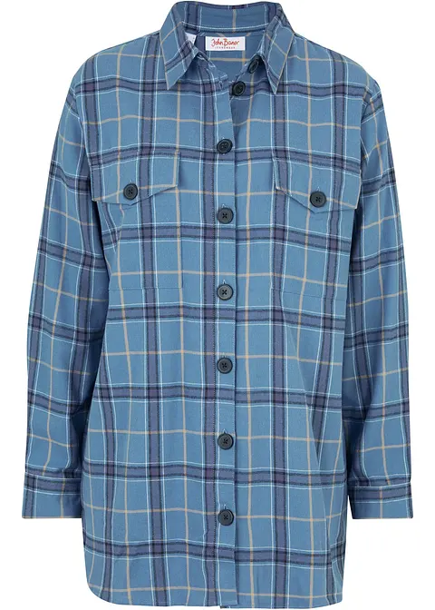 bonprix Kuscheliges komfortables Flanell-Hemd - blau - Damen