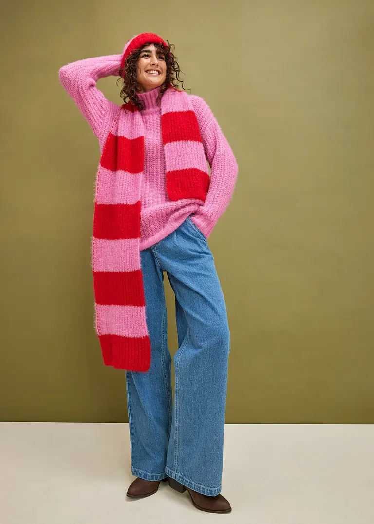 Bonprix Kuscheliges Strickset Mit Streifen Für Die Kalte Jahreszeit