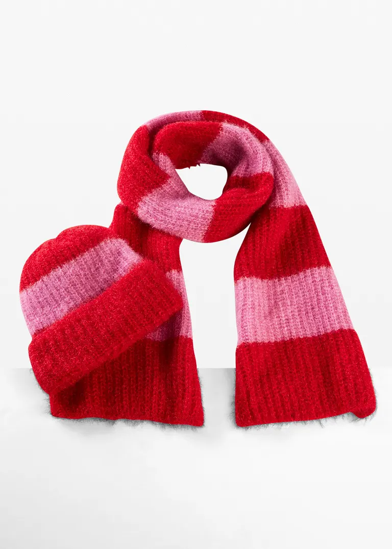 bonprix Kuscheliges Strickset mit Streifen für die kalte Jahreszeit
