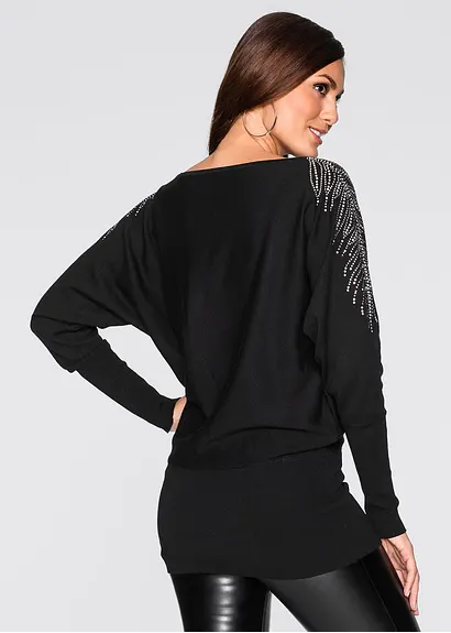 Bonprix Kuschelweicher Pullover Mit Breitem Bündchen Und Steichenverzierungen