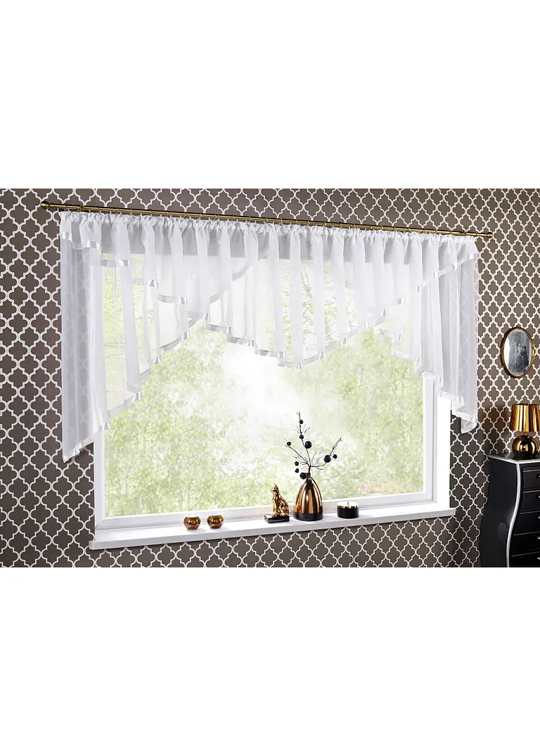 Bonprix Kuverstore Mit Farbigen Satinband - Weiß Kräuselband