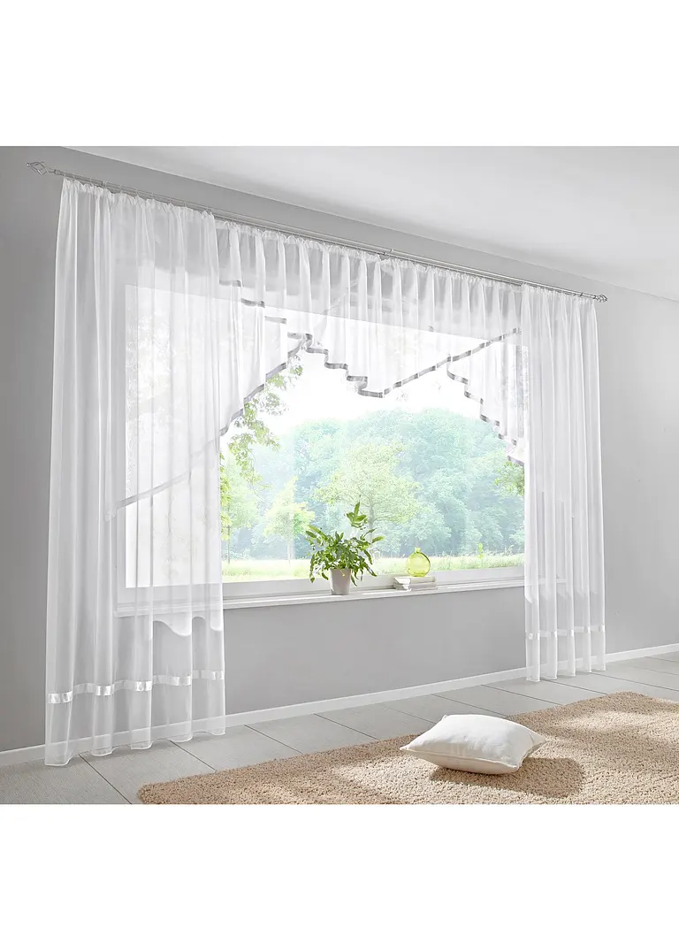 Bonprix Kuverstore Mit Farbigen Satinband - Weiß Kräuselband