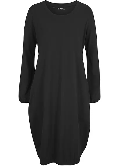 bonprix Langarm-Jerseykleid in figurumspielendem Ballon-Shape mit Gummizug im Saum