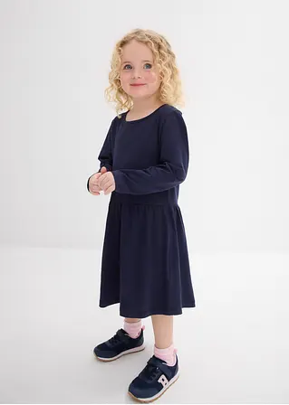 Bonprix Langarm Mädchen Jerseykleid Aus Reiner Bio-Baumwolle - Blau