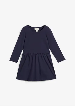 bonprix Langarm Mädchen Jerseykleid aus reiner Bio-Baumwolle - blau