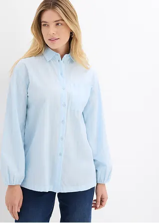 Bonprix Langarm Popline Bluse Mit Brusttasche Und Elastischem Ärmel-Bündchen
