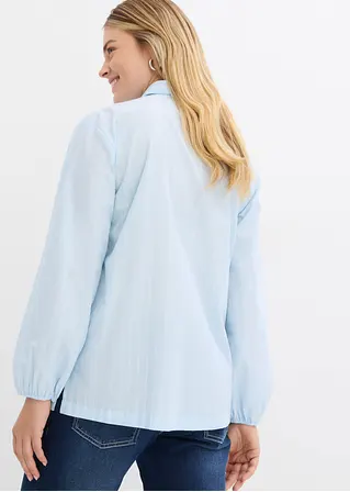 Bonprix Langarm Popline Bluse Mit Brusttasche Und Elastischem Ärmel-Bündchen