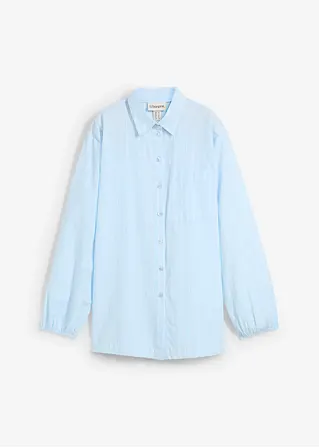 bonprix Langarm Popline Bluse mit Brusttasche und elastischem Ärmel-Bündchen