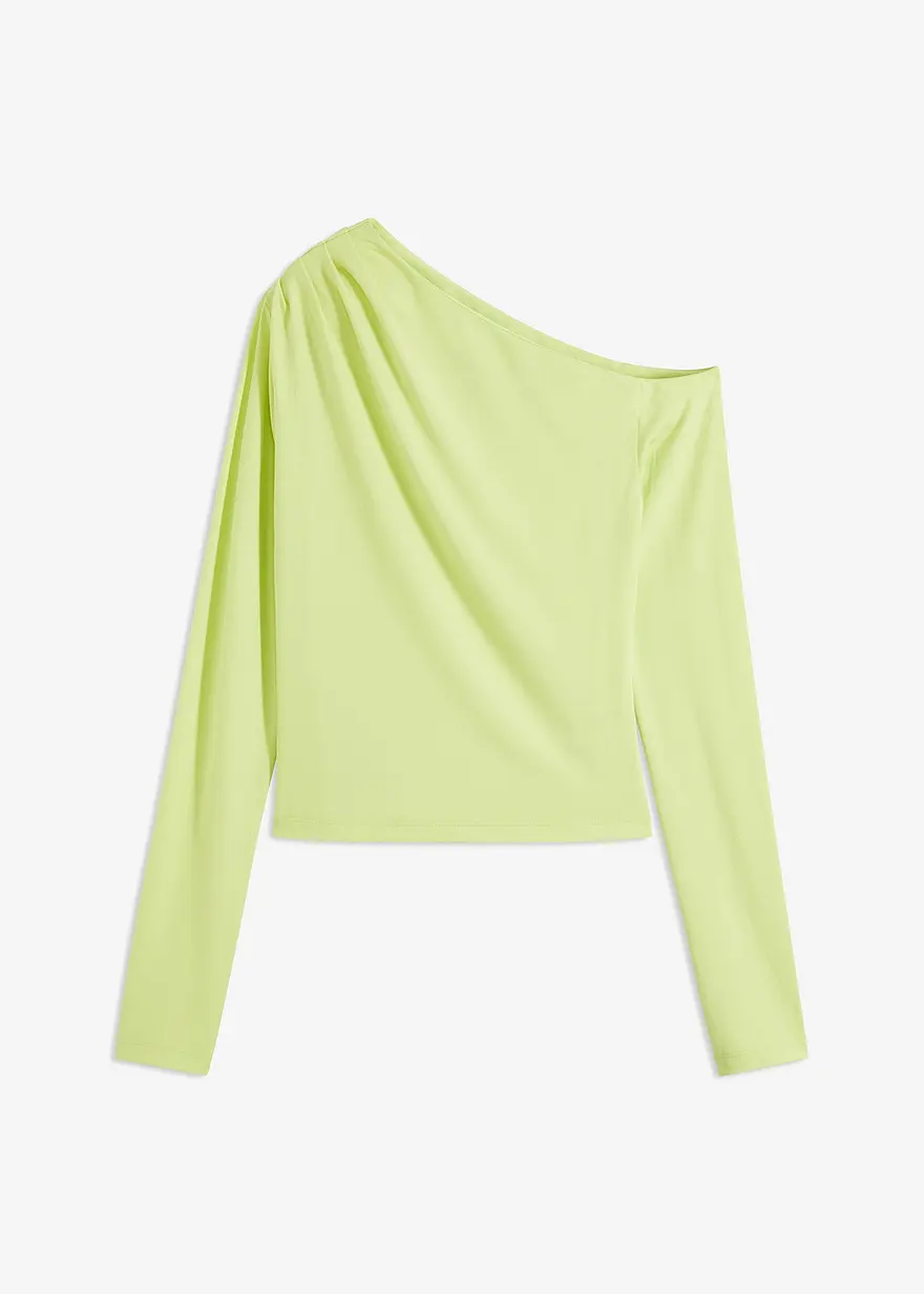 bonprix Langarm-Shirt mit eingelegten Falten an der Schulter - grün