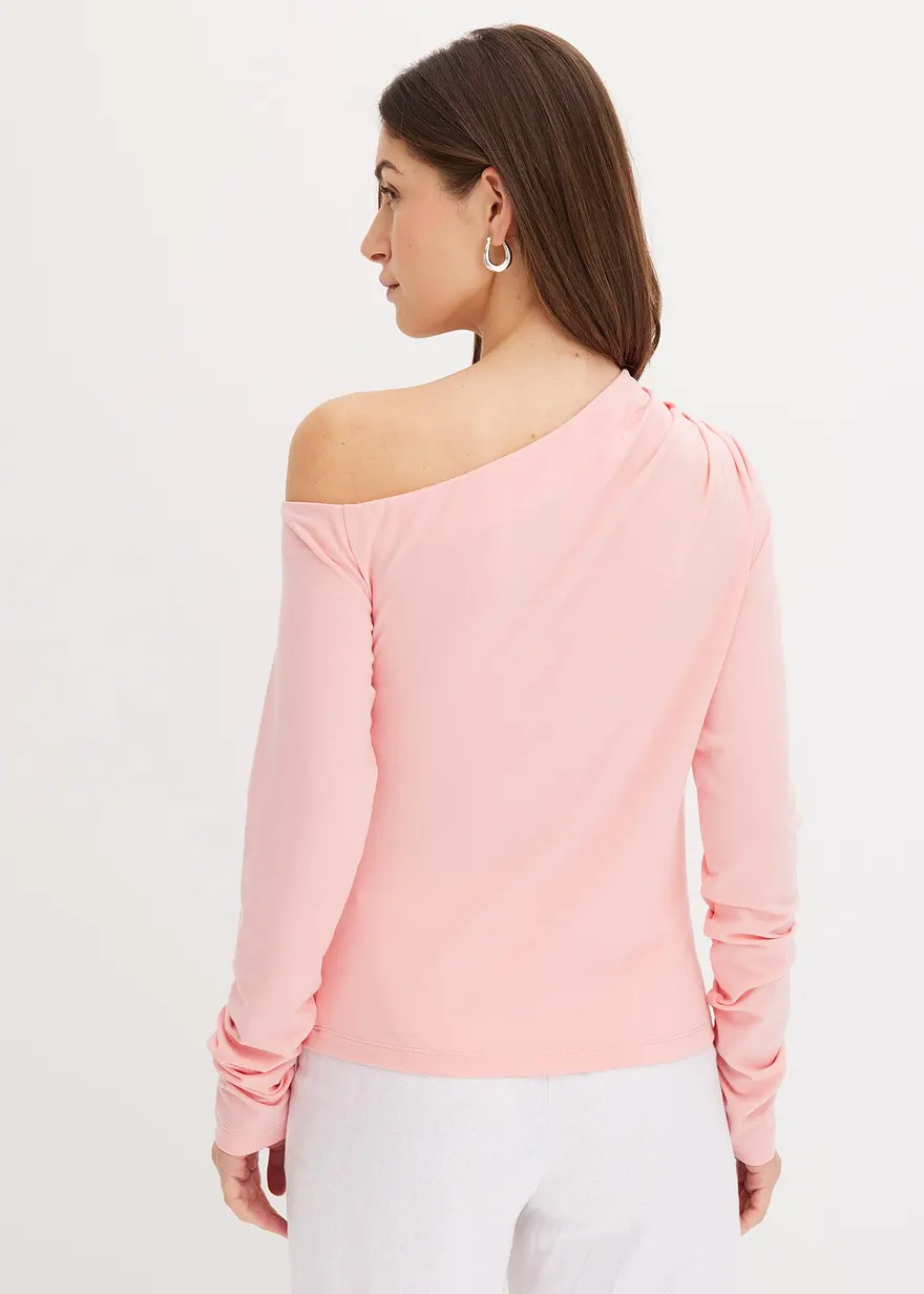 Bonprix Langarm-Shirt Mit Eingelegten Falten An Der Schulter - Rosa
