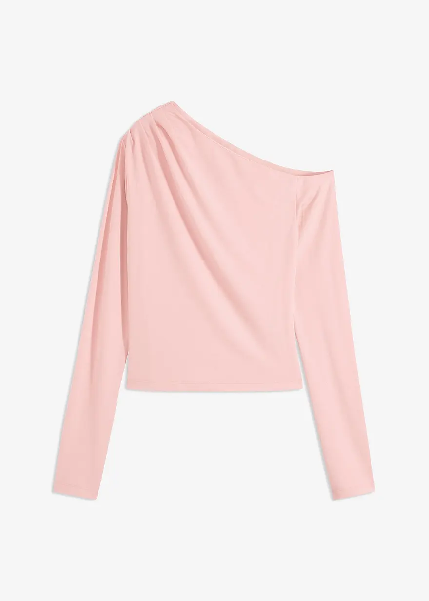bonprix Langarm-Shirt mit eingelegten Falten an der Schulter - rosa