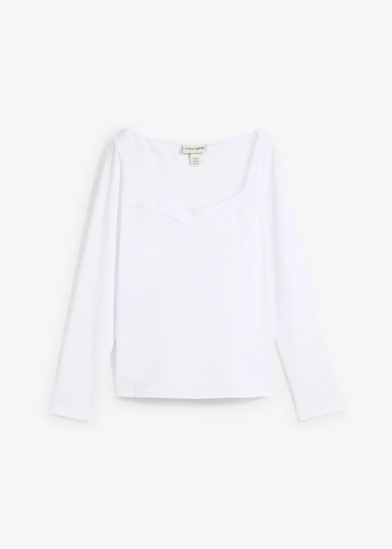 bonprix Langarm-Shirt mit modischem Ausschnitt - weiß - Damen bonprix Langarm-Shirt mit modischem Ausschnitt - weiß - Damen