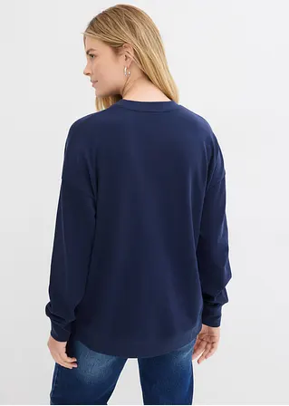 Bonprix Langarm-Sweatshirt Mit Blumendruck In Weiter Passform - Blau