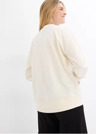 Bonprix Langarm-Sweatshirt Mit Blumendruck In Weiter Passform - Weiß